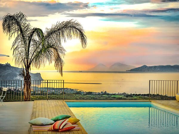 Luxury villa with pool and view of the Aeolian Islands Luxury villa with pool and view of the Aeolian Islands