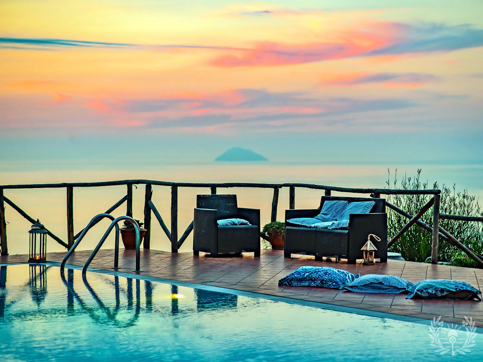 Sea view from the pool of Villa Nebrodi